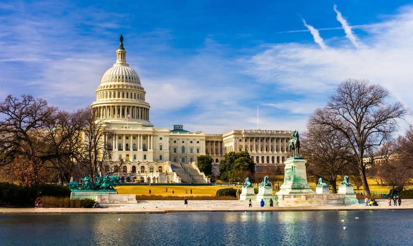 The Capitol and Reflecting Pool in Washington, DC.